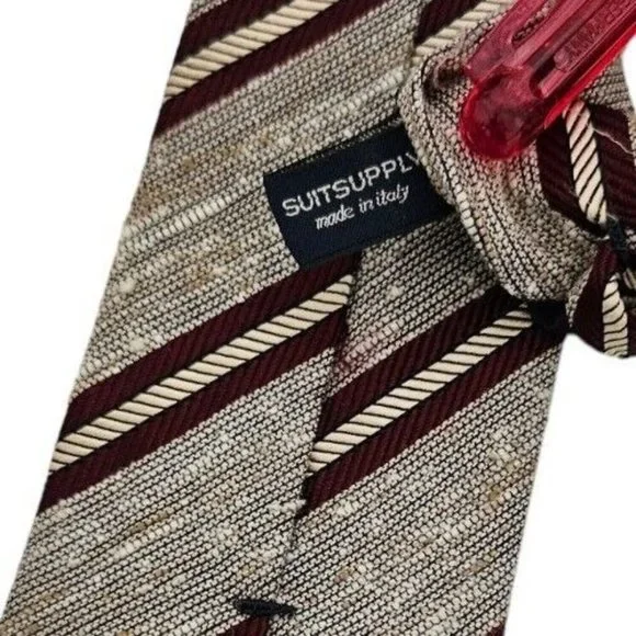 SUITSUPPLY Beige Striped Silk Tie ITALY 58/ 3.1 EC